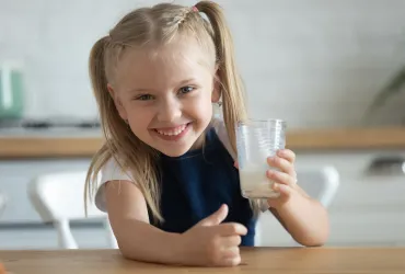 Consumer dairy girl glass milk